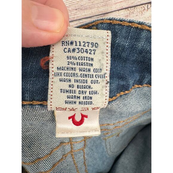 True Religion Joey Flare Button Flaps Jeans Womens 30 Blue Medium Wash Denim - Picture 10 of 12